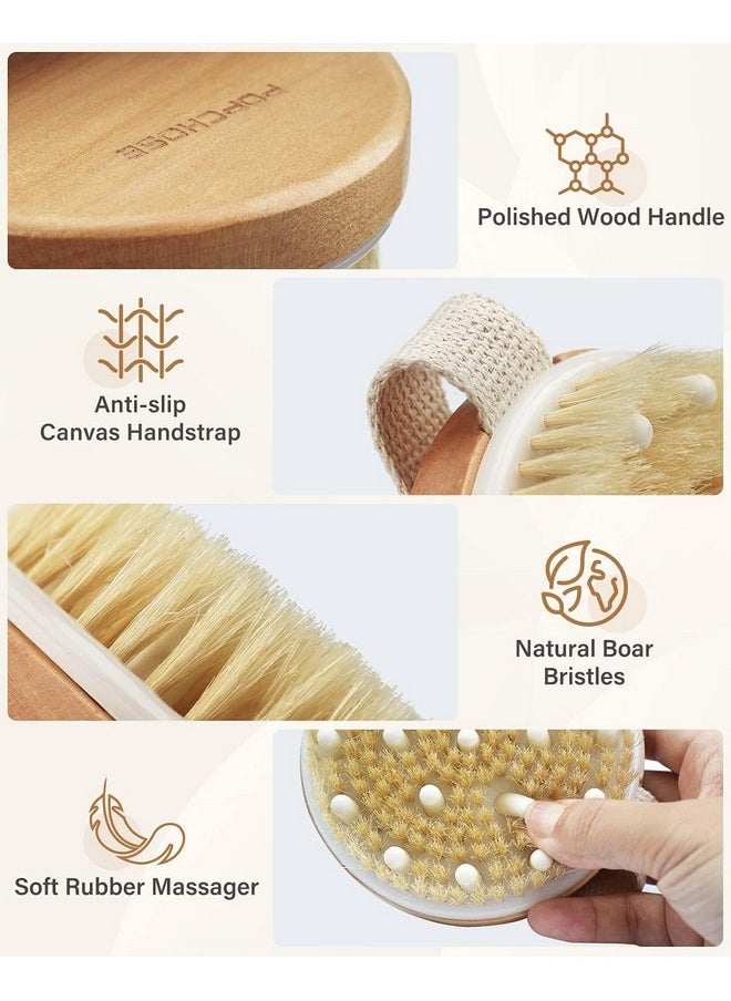 POPCHOSE - Dry Brushing Body Brush Popchose Exfoliating Body Brush For Beautiful Skin Body Scrubber For Cellulite And Lymphatic Drainage Blood Circulation Improvement With Natural Bristles Massage Nodules - Image 1