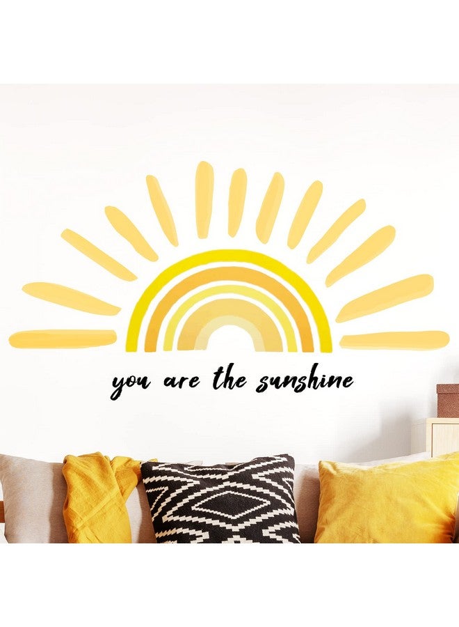 Henoyso Boho Sun Wall Decals You Are The Sunshine Wall Stickers Rainbow Wall Decals Large Half Sun Wall Decor Decals For Nursery Bedroom Classroom Wall Stickers Murals Decorations - Image 1