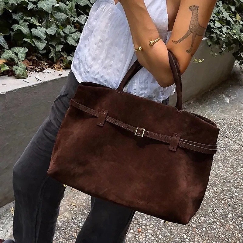 Suede Large-Capacity Briefcase Handbag Women'S Retro Commuter Bag Arrow Bag Women'S Tote Large Storage - Image 3