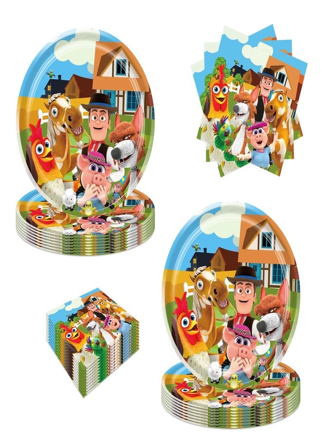 Bahteliv 40Pack Lai Granja De Zenoon Party Supplies include 20 plates, 20 napkins for The De Zenoon birthday party decoration - Image 1