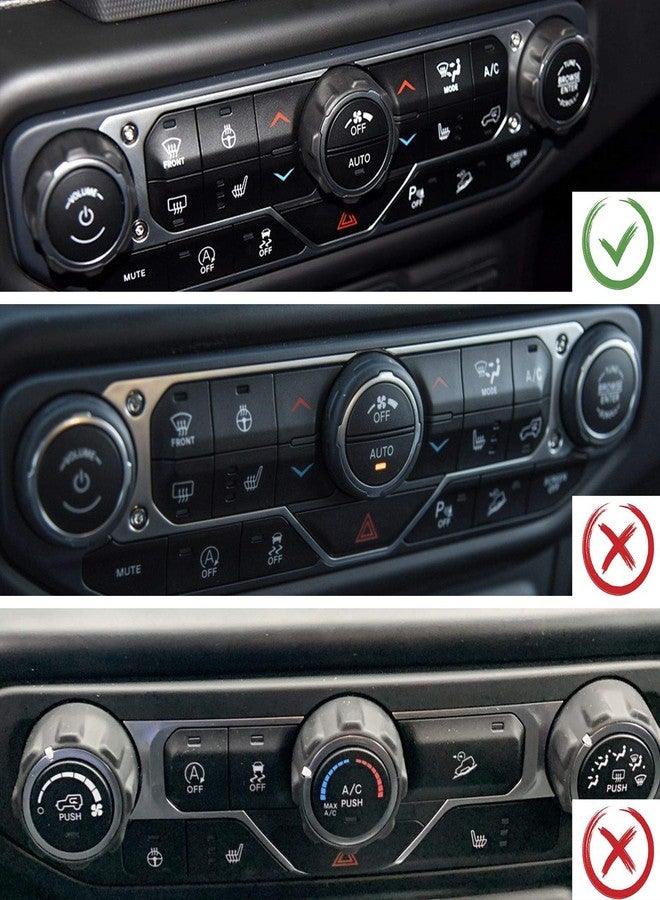 JeCar Air Conditioner Switch Knob Cover & Headlight Knob Cover Aluminum Alloy AC Button Trims Compatible with Jeep Wrangler 2018-2023 JL JLU & 2020-2023 Gladiator with Specific Dial Panel, Gold - Image 2