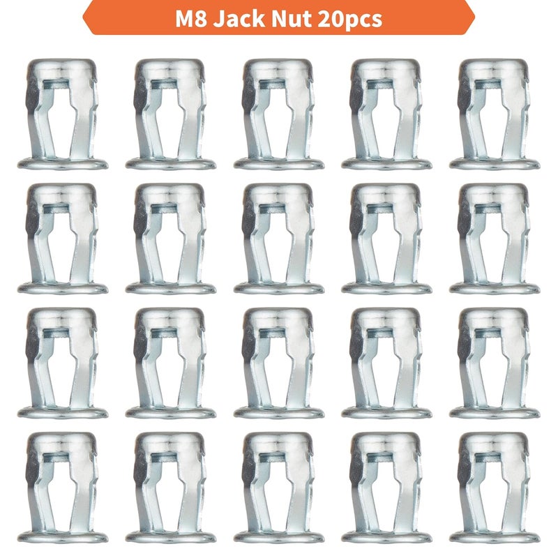 EZ-NUTUL Jack nut Installation Tool Set Hand Thread Insert Jacknuts Assortment Kit for Thin Metal Plastic Polywood Pressboard Hardboard (M8 (Jack Nut-20pcs)) - Image 4