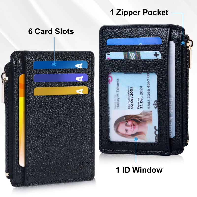Tipmile Credit Card Holder for Women Slim Minimalist Front Pocket RFID Blocking Wallet Small Compact Card Case with ID Window, Classic Black - Image 3