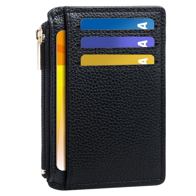 Tipmile Credit Card Holder for Women Slim Minimalist Front Pocket RFID Blocking Wallet Small Compact Card Case with ID Window, Classic Black - Image 1