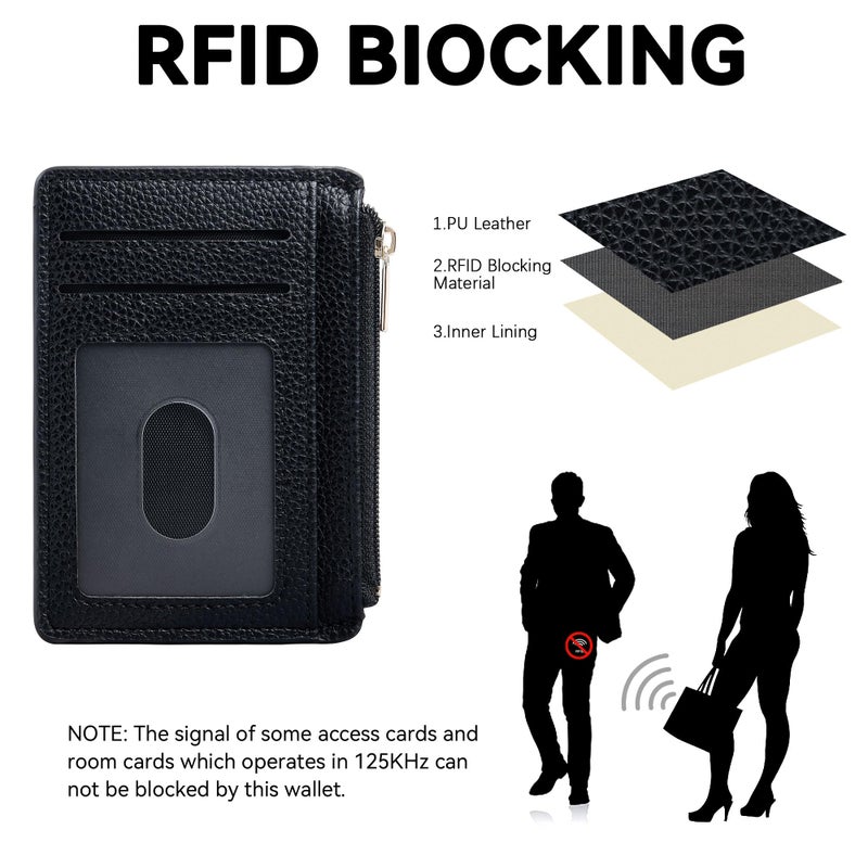 Tipmile Credit Card Holder for Women Slim Minimalist Front Pocket RFID Blocking Wallet Small Compact Card Case with ID Window, Classic Black - Image 2