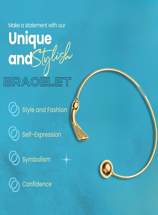 Sportybella Gold Golf Bangle Bracelet - Minimalist Golf Club & Ball Design in Stainless Steel - Adjustable Sports Jewelry Gift - Image 4