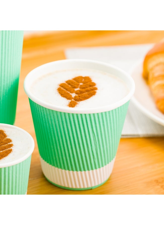 Restaurantware Restaurantware 8 Ounce Double Wall Disposable Coffee Cups, 500 Insulated Light Green Paper Tumblers Ripple Wall Design, Lids Sold Separately for Hot Drinks like Tea, Hot Chocolate and More  - Image 3