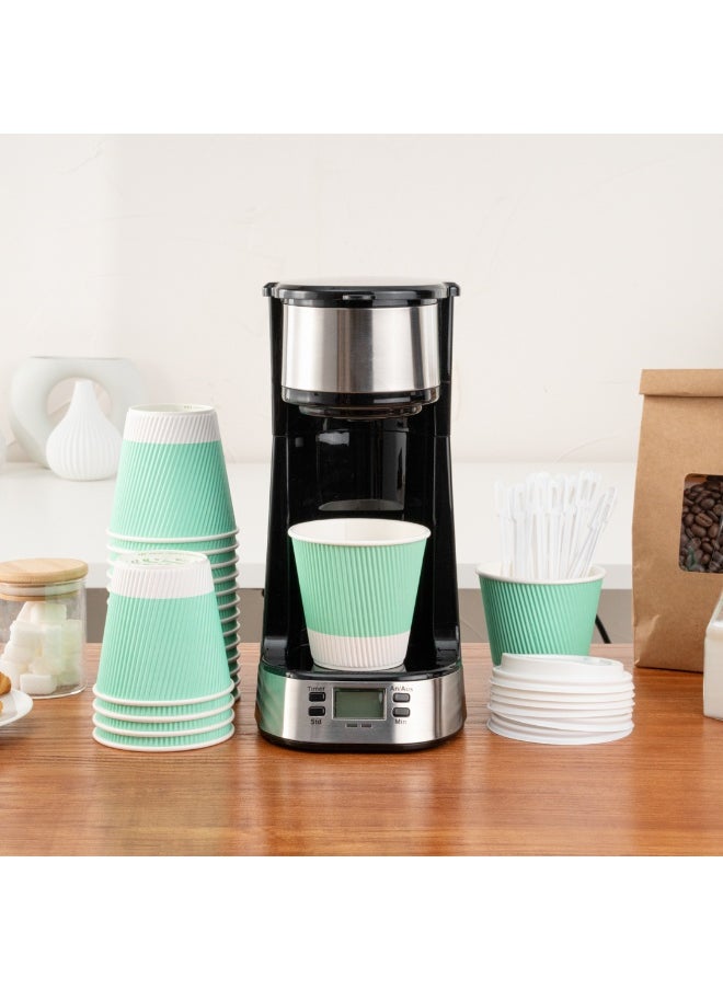 Restaurantware Restaurantware 8 Ounce Double Wall Disposable Coffee Cups, 500 Insulated Light Green Paper Tumblers Ripple Wall Design, Lids Sold Separately for Hot Drinks like Tea, Hot Chocolate and More  - Image 4