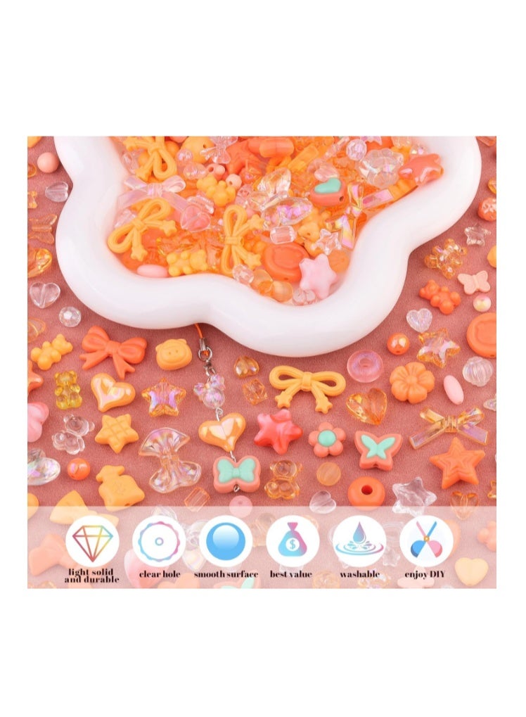 Capstro 180–240PCS Orange Acrylic Beads Set (160g) – Chunky & Cute Assorted Beads for DIY Jewelry, Bracelet Making, Keychains, Necklaces & Crafts | Fun Craft Beads for Kids & Adults - Image 4