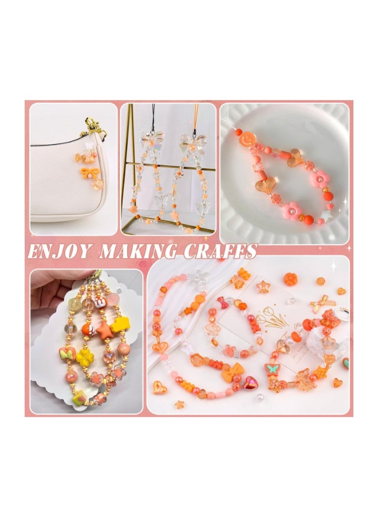 Capstro 180–240PCS Orange Acrylic Beads Set (160g) – Chunky & Cute Assorted Beads for DIY Jewelry, Bracelet Making, Keychains, Necklaces & Crafts | Fun Craft Beads for Kids & Adults - Image 5