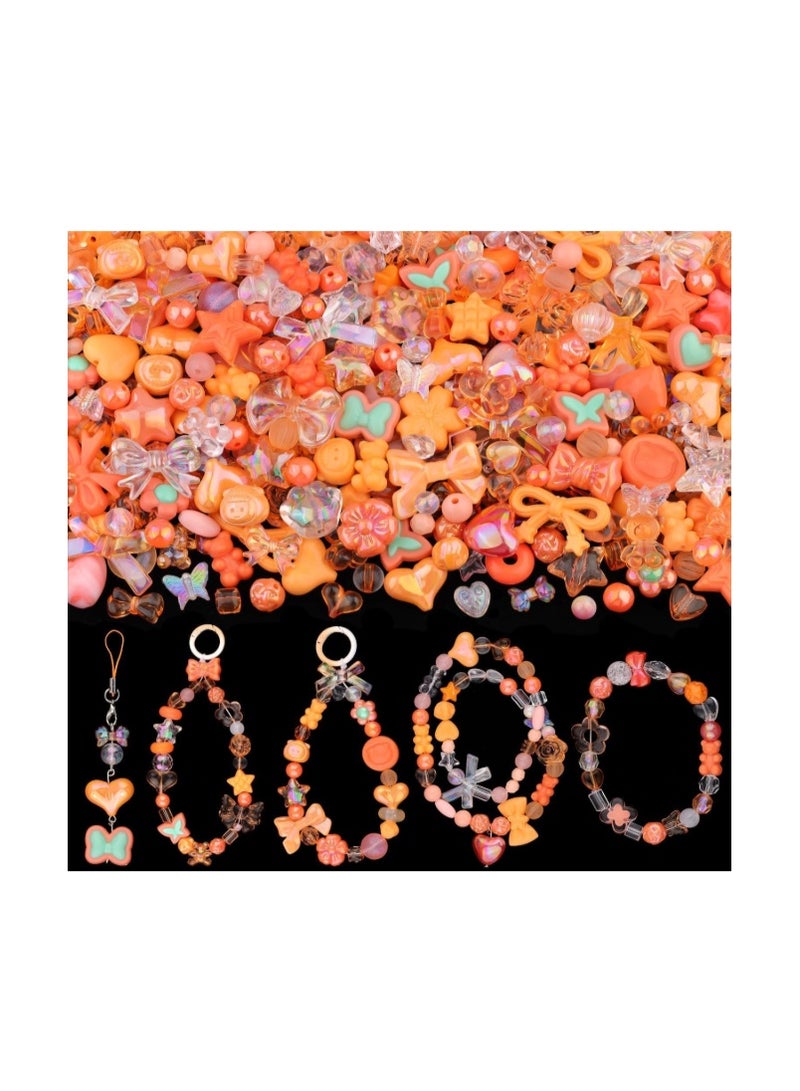 Capstro 180–240PCS Orange Acrylic Beads Set (160g) – Chunky & Cute Assorted Beads for DIY Jewelry, Bracelet Making, Keychains, Necklaces & Crafts | Fun Craft Beads for Kids & Adults - Image 1