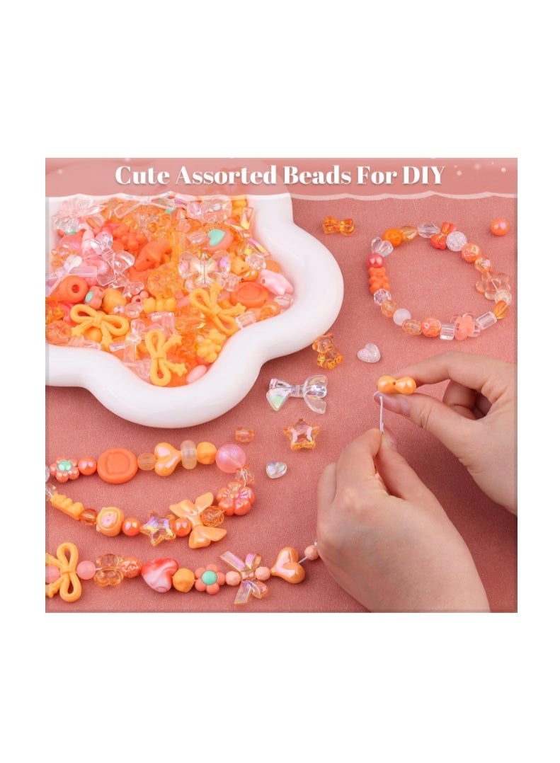 Capstro 180–240PCS Orange Acrylic Beads Set (160g) – Chunky & Cute Assorted Beads for DIY Jewelry, Bracelet Making, Keychains, Necklaces & Crafts | Fun Craft Beads for Kids & Adults - Image 3