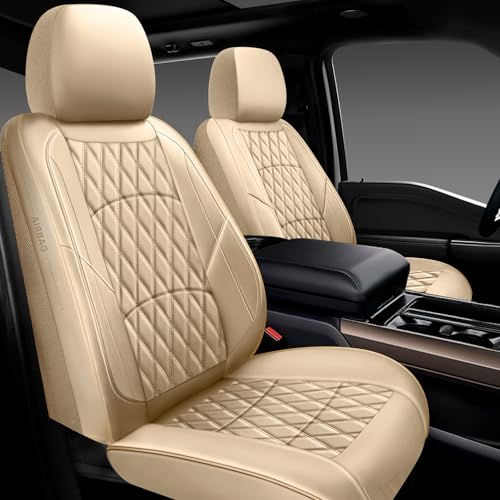 NS YOLO Leather Car Seat Covers,Universal Fit for Most Cars,SUVs and Sedans,Waterproof Luxury Leatherette Cushions, 5 Seats Protectors (Beige, Full Set-5 Seats(Front and Rear)) - Image 1