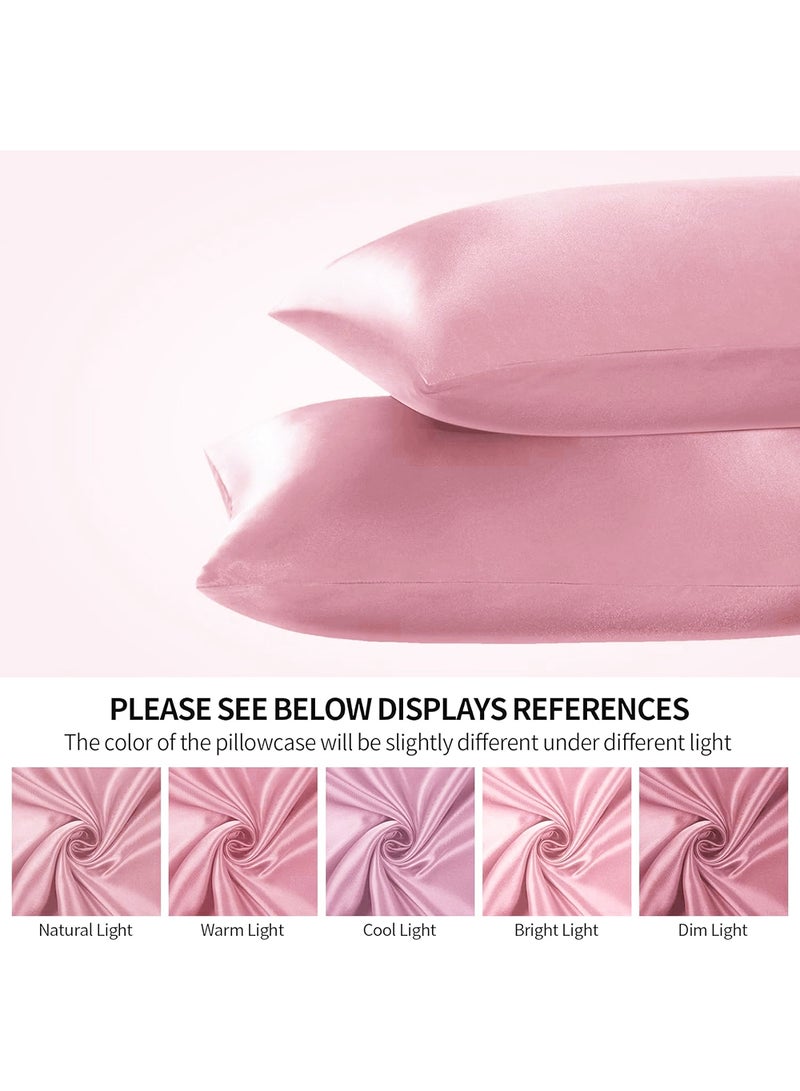 VITION Satin Silk Pillow Case Cover for Hair and Skin, Soft Breathable Smooth Both Sided Silk Pillow Cover Pair (Queen - 50 x 75cm - 2pcs - Baby Pink) - Image 4