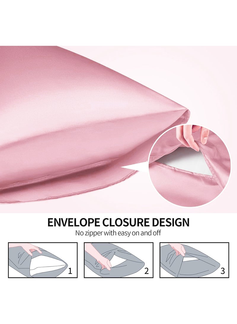 VITION Satin Silk Pillow Case Cover for Hair and Skin, Soft Breathable Smooth Both Sided Silk Pillow Cover Pair (Queen - 50 x 75cm - 2pcs - Baby Pink) - Image 5