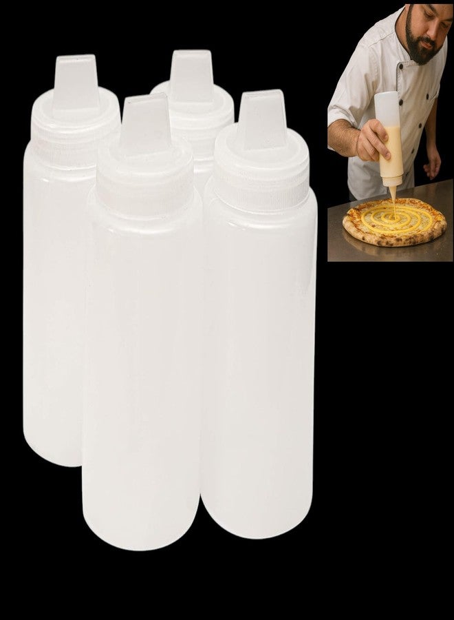 THW® 473 ML 16 oz Plastic Squeeze Bottles For CHEESE BLEND Ketchup Mustard Mayo Hot BBQ Sauce Dressing, Clear- Pack of 4 Pieces - Image 1