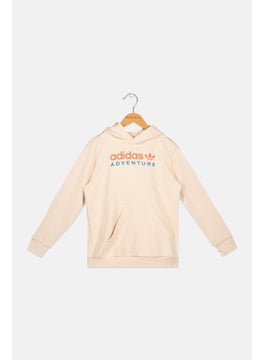 adidas Originals Kids Boy Sportswear Fit Long Sleeve Outdoor Hooded Sweatshirt, Beige  - Image 1