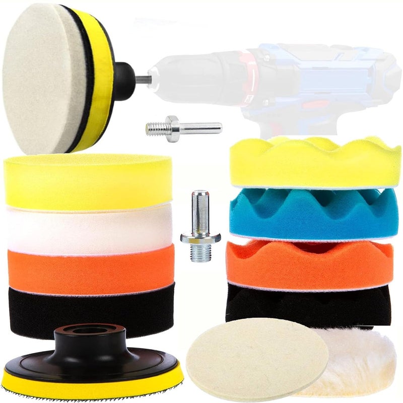 DIY Crafts DIY Crafts 12 Pcs 5 INCH Buffing Pads Polishing Pad Kit Buffer for Car Detailing Polishing Wheel for Drill Car Polishers and Buffers Kit for Sanding Polishing Waxing Sealing Glaze 5inch  - Image 1
