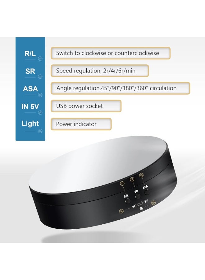 رو سيانل قاعدة عرض دوارة 360 درجة بمحرك كهربائي مع كابل USB لتصوير المنتجات والعروض التقديمية - Image 3