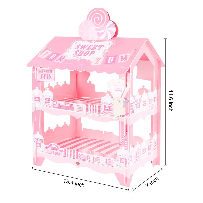 Aooba Pink Cupcake Stand Candy Cart Cake Holder Lollipop Display Stands for Birthday Barbecue Picnic Weddings Afternoon Tea Theme Party Decorations Sweet Shop House - Image 2