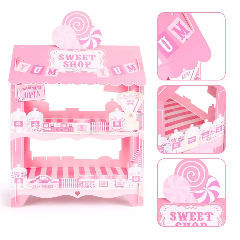 Aooba Pink Cupcake Stand Candy Cart Cake Holder Lollipop Display Stands for Birthday Barbecue Picnic Weddings Afternoon Tea Theme Party Decorations Sweet Shop House - Image 4
