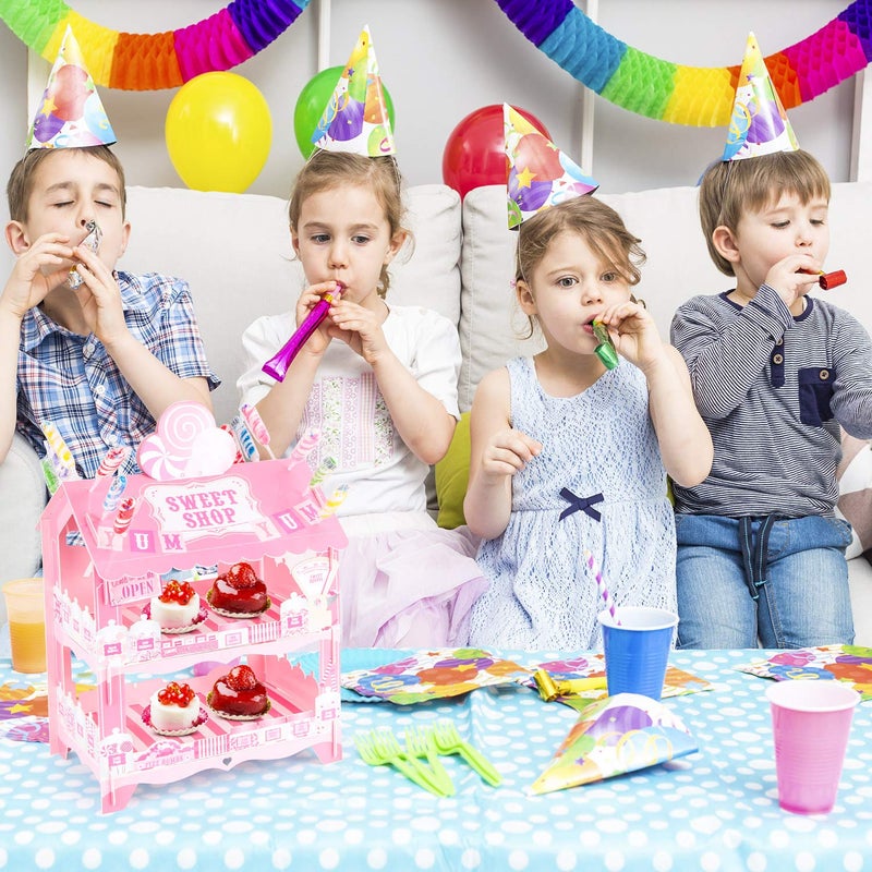 Aooba Pink Cupcake Stand Candy Cart Cake Holder Lollipop Display Stands for Birthday Barbecue Picnic Weddings Afternoon Tea Theme Party Decorations Sweet Shop House - Image 5