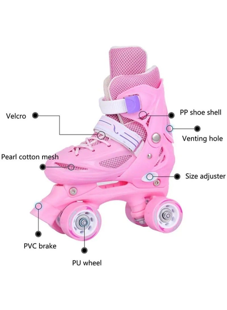 إسكدنيا أحذية تزلج للمبتدئين قابلة للتعديل بأربع عجلات مع أدوات ضبط مدمجة زلاجات للياقة البدنية في الأماكن المغلقة والخارجية أحذية دوارة للأولاد والبنات XS:(27-30cm) - Image 2