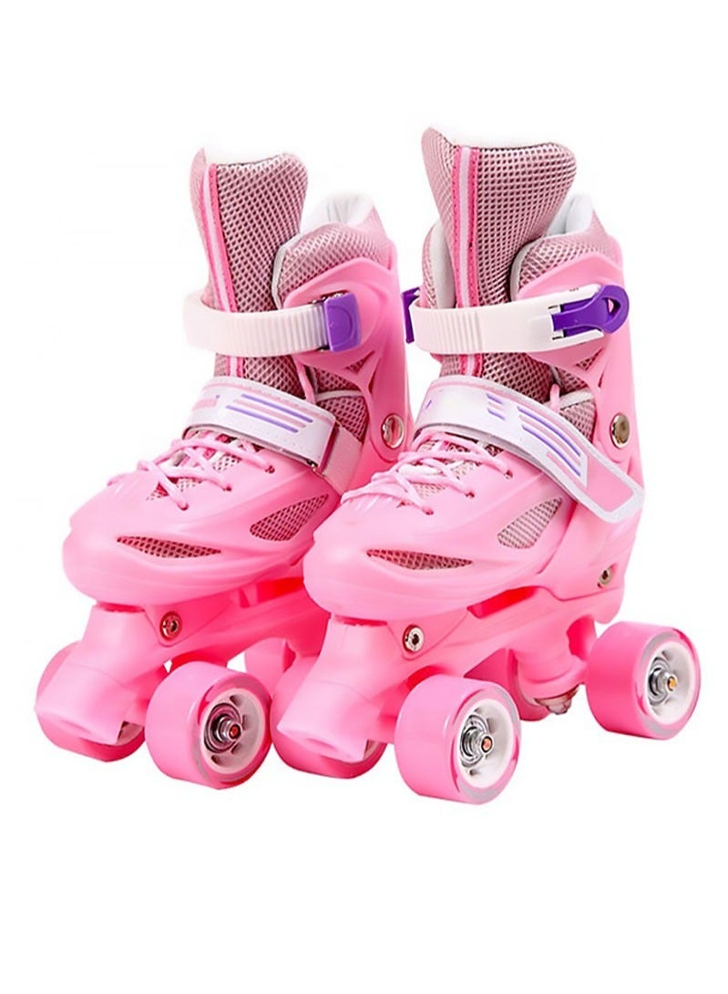 إسكدنيا أحذية تزلج للمبتدئين قابلة للتعديل بأربع عجلات مع أدوات ضبط مدمجة زلاجات للياقة البدنية في الأماكن المغلقة والخارجية أحذية دوارة للأولاد والبنات XS:(27-30cm) - Image 1