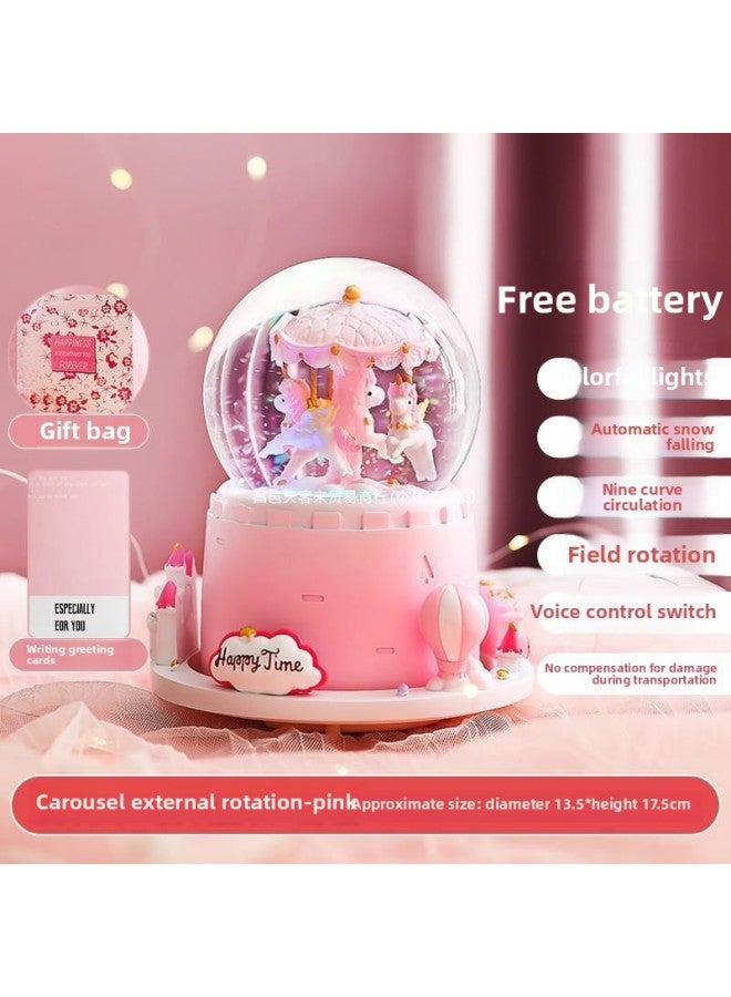 Crystal Ball Music Music Music Box Girl Princess Children's Birthday Gift Year Glass Ball Rotatable Trojan Horse Ornaments-Color:Extra Large-One Deer Flowers-Pink Deer 1 - Image 4
