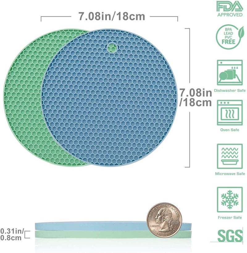 we3 2 Pack Silicone Pot Holders Trivets Hot Pad or Mat for Hot Pots and Pans - Food-Safe Heat-Resistant (440ºF) & Eco-Friendly Doubles as Jar Opener Gripper Set of 2 18 * 18 cm Random Color - Image 4