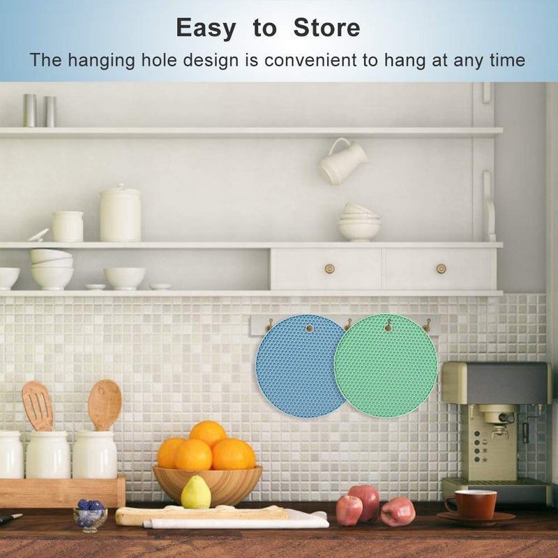 we3 2 Pack Silicone Pot Holders Trivets Hot Pad or Mat for Hot Pots and Pans - Food-Safe Heat-Resistant (440ºF) & Eco-Friendly Doubles as Jar Opener Gripper Set of 2 18 * 18 cm Random Color - Image 5