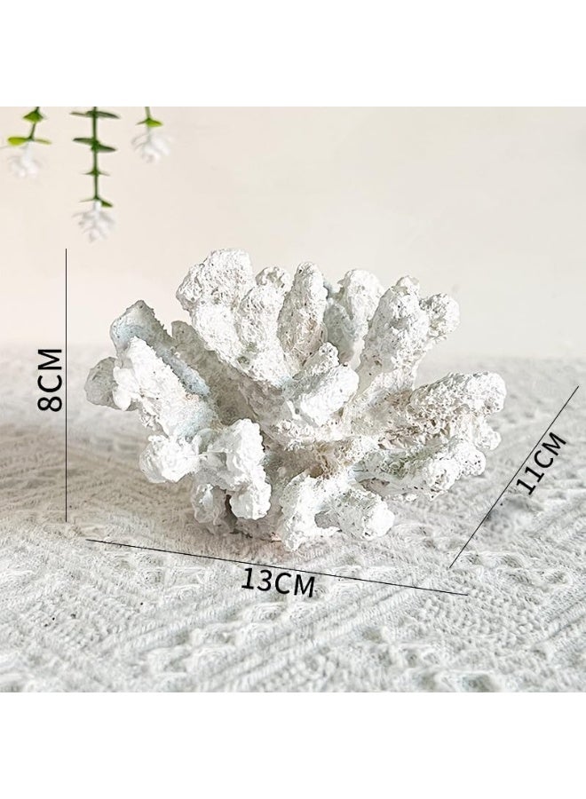 YINZUO YINZUO Coral Resin Ornaments with Shells Coastal Beach Decor Figurines for Living Room, Bathroom, and Office Ocean-Inspired Home Decoration Accent (White)  - Image 3