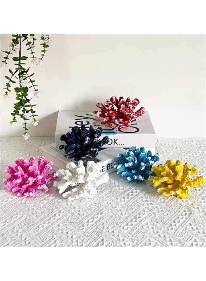 YINZUO YINZUO Coral Resin Ornaments with Shells Coastal Beach Decor Figurines for Living Room, Bathroom, and Office Ocean-Inspired Home Decoration Accent (White)  - Image 5