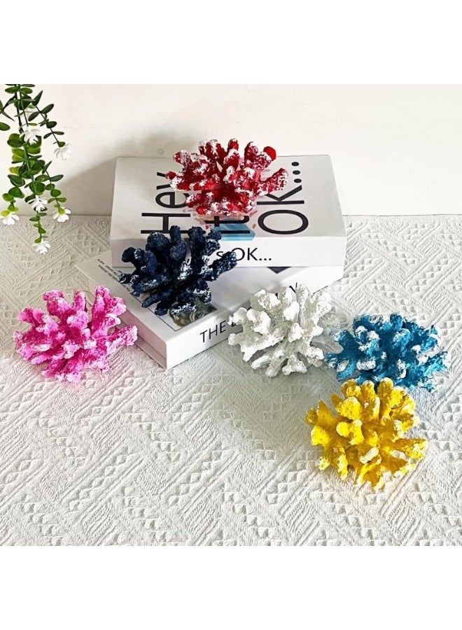 YINZUO YINZUO Coral Resin Ornaments with Shells Coastal Beach Decor Figurines for Living Room, Bathroom, and Office Ocean-Inspired Home Decoration Accent (White)  - Image 2