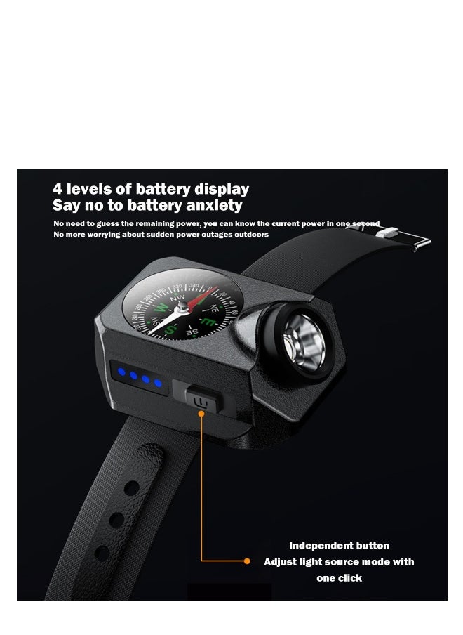 Generic - Rechargeable Waterproof Wrist Flashlight for Running, Outdoor Activities, and Night Walking - Lightweight Hands-Free Flashlight Watch for Enhanced Visibility. - Image 1