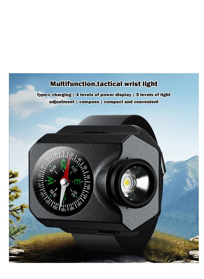 Generic - Rechargeable Waterproof Wrist Flashlight for Running, Outdoor Activities, and Night Walking - Lightweight Hands-Free Flashlight Watch for Enhanced Visibility. - Image 1