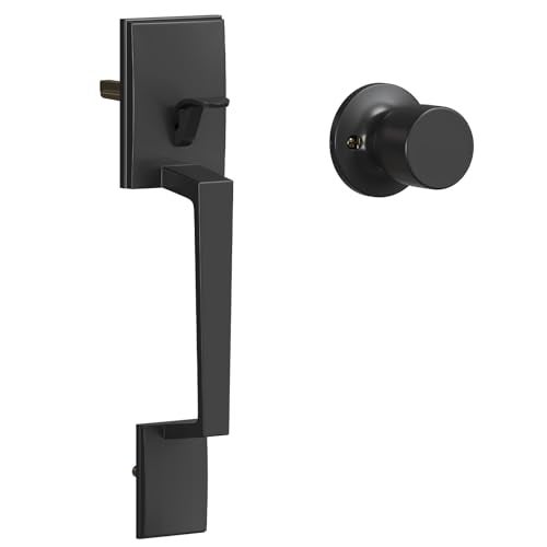 HOSOM Front Door Handle Exterior Door Handle Set with Door Knob No LockEntry Door Handleset for Right LeftHanded Doors Matte Black - Image 1