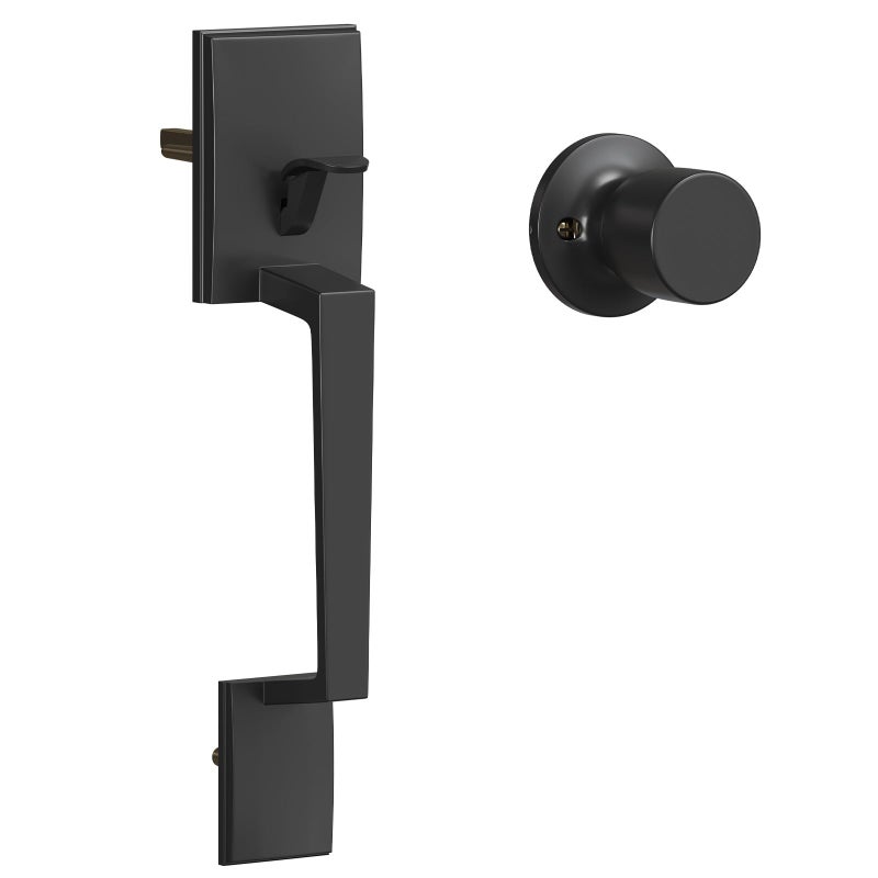 HOSOM Front Door Handle Exterior Door Handle Set with Door Knob No LockEntry Door Handleset for Right LeftHanded Doors Matte Black - Image 2