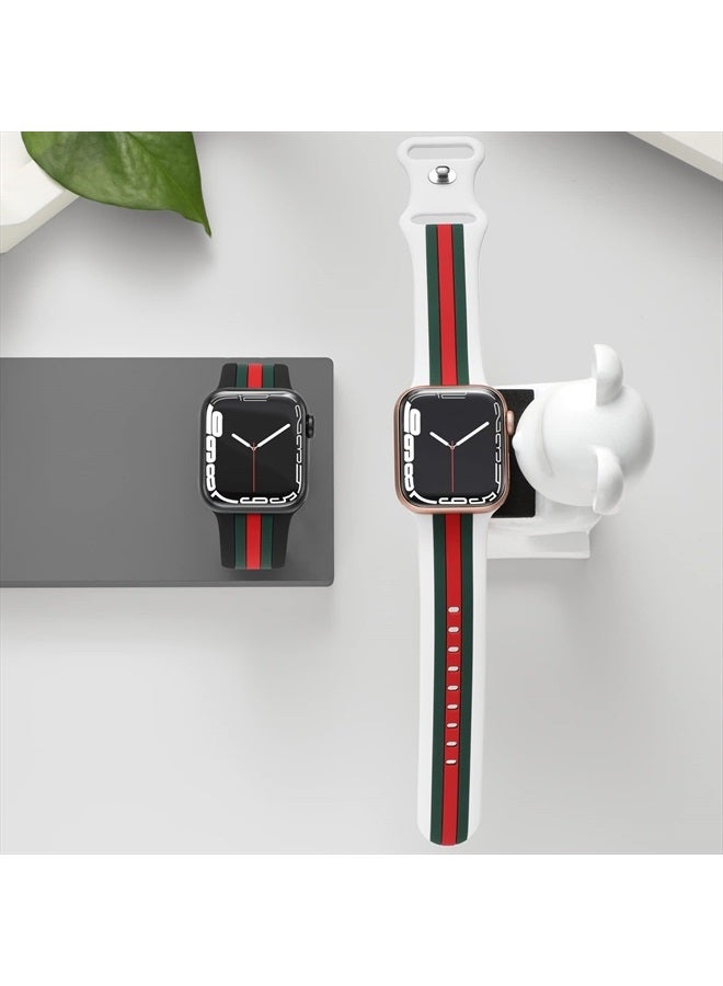 Seizehe [2 Pack] Designer Bands Compatible with Apple Watch Band 38mm 40mm 41mm 42mm 44mm 45mm 49mm Men Women, Soft Silicone Sport Band Replacement Strap for Apple Watch Ultra iWatch Series 8 7 SE 6 5 4 3 2 1 - Image 3