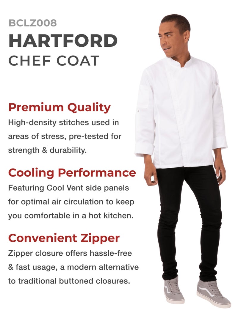 Chef Works معطف شيف هارتفورد للرجال، أبيض، صغير - Image 2