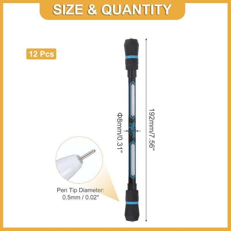 باتيكيل 12 قلم دوار من ماركة PATIKIL (12 Pcs Spinning Pen)، قلم رصاص بحبر جل سمكه 0.5 مم، لون أزرق، مناسب للبالغين والأطفال لتقليل التوتر والضغط أث - Image 2