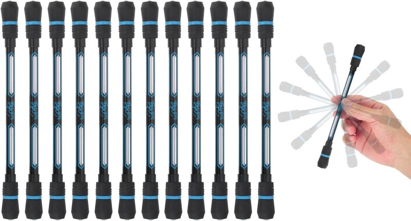 باتيكيل 12 قلم دوار من ماركة PATIKIL (12 Pcs Spinning Pen)، قلم رصاص بحبر جل سمكه 0.5 مم، لون أزرق، مناسب للبالغين والأطفال لتقليل التوتر والضغط أث - Image 1