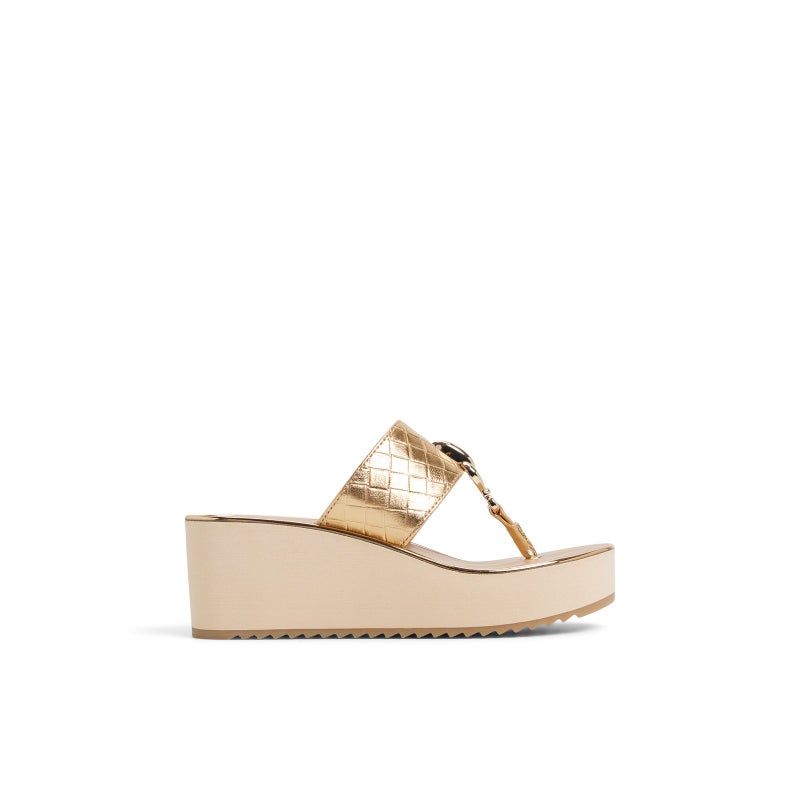الدو صنادل ويدج بكعب ذهبي نسائية من بنلوبي - Image 1