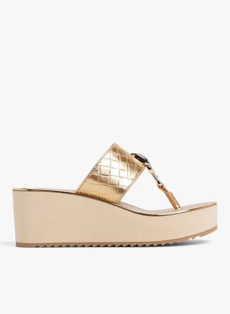 الدو صنادل ويدج بكعب ذهبي نسائية من بنلوبي