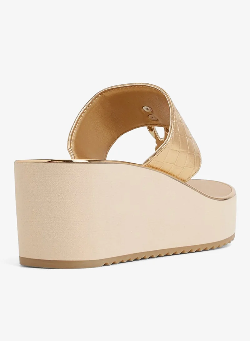 الدو صنادل ويدج بكعب ذهبي نسائية من بنلوبي