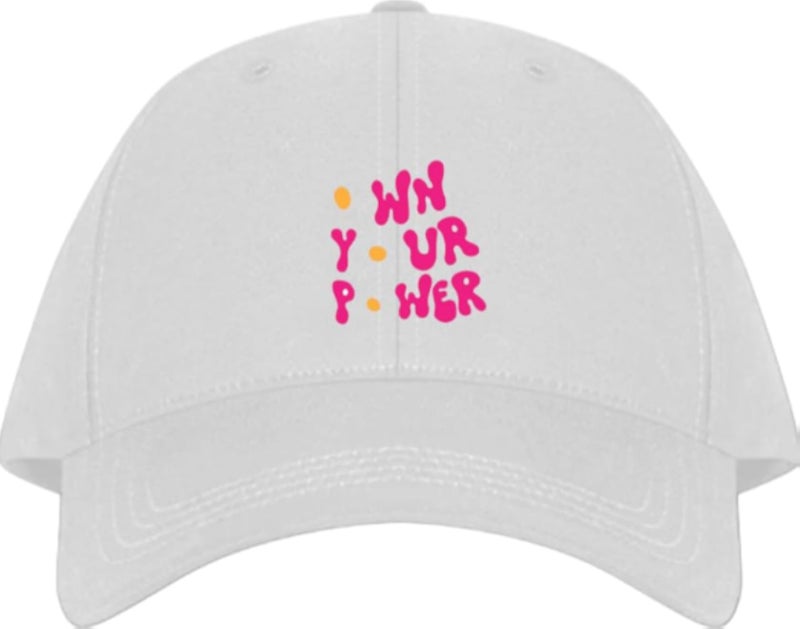 OWN YOUR POWER Plain unisex baseball cap White