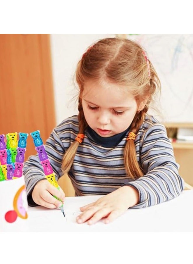 30Pcs Stackable Plastic Pencils,Kids Bear Shaped Stacking Pencil,5 in 1 Point Pencils for Birthday Party Supplies - view 3