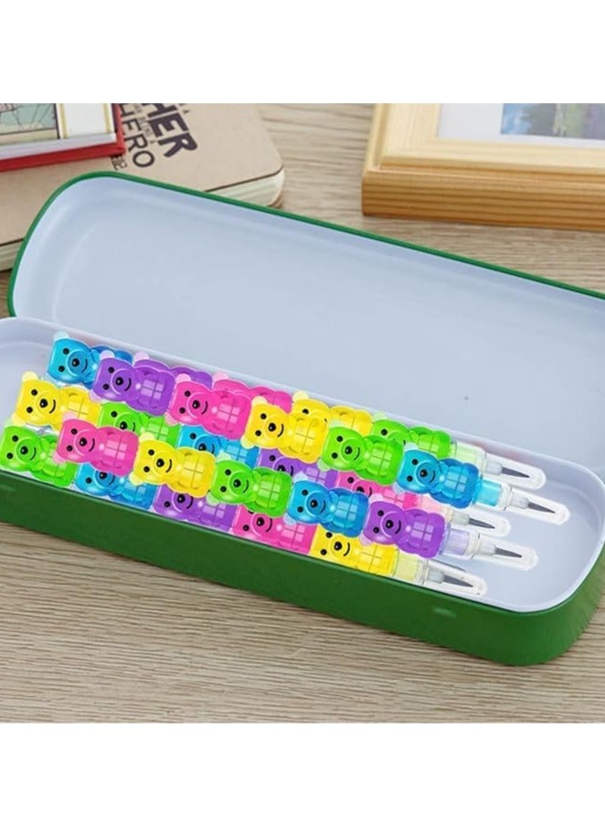 30Pcs Stackable Plastic Pencils,Kids Bear Shaped Stacking Pencil,5 in 1 Point Pencils for Birthday Party Supplies - view 4
