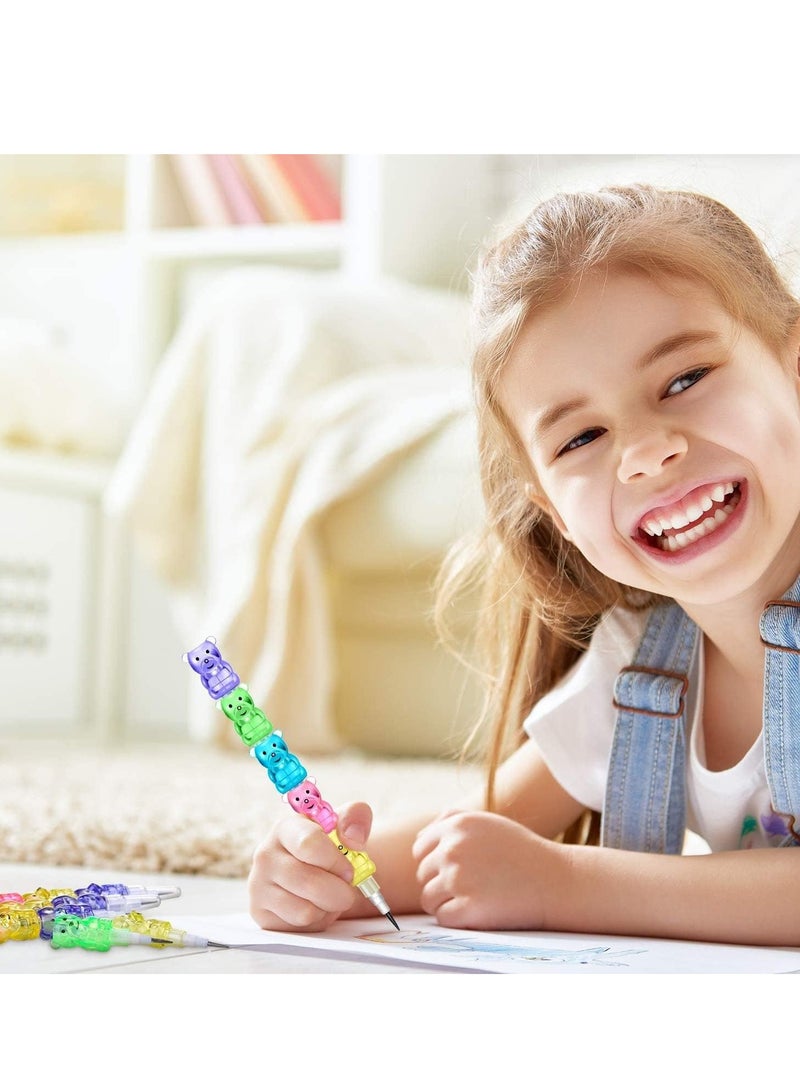 30Pcs Stackable Plastic Pencils,Kids Bear Shaped Stacking Pencil,5 in 1 Point Pencils for Birthday Party Supplies - view 5