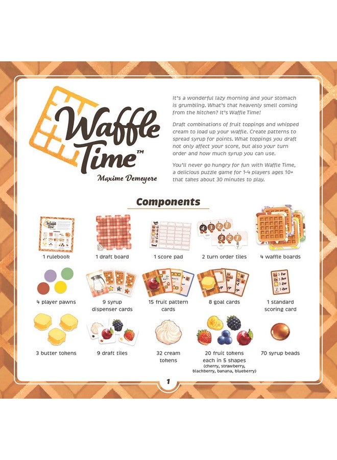 AEG Games AEG Waffle Time | Draft Fruit Toppings & Whipped Cream, Create Patterns Spread Syrup | Abstract Strategy Breakfast Board Game | 1-4 Players | Ages 10+ - Image 4